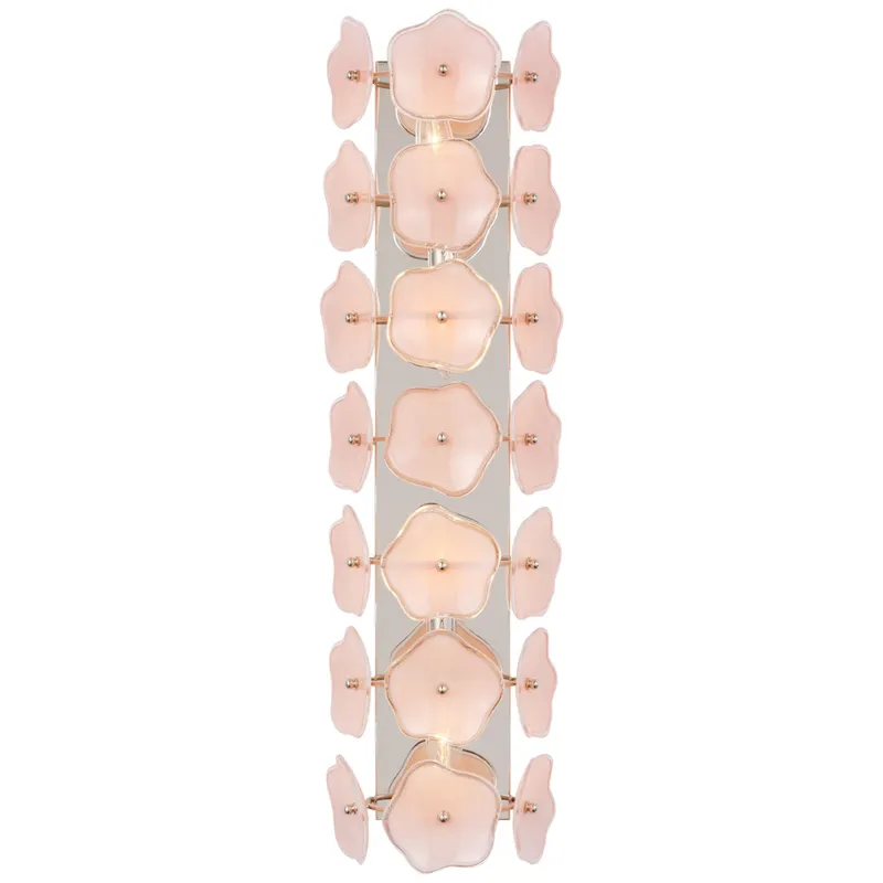 kate spade new york Leighton 28" Sconce in Polished Nickel with Blush Tinted Glass Wall Light W7.75" x H28"