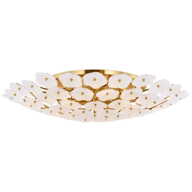 kate spade new york Leighton Grande Flush Mount in Soft Brass with Cream Tinted Glass Ceiling Light W32.5" x H6.5"
