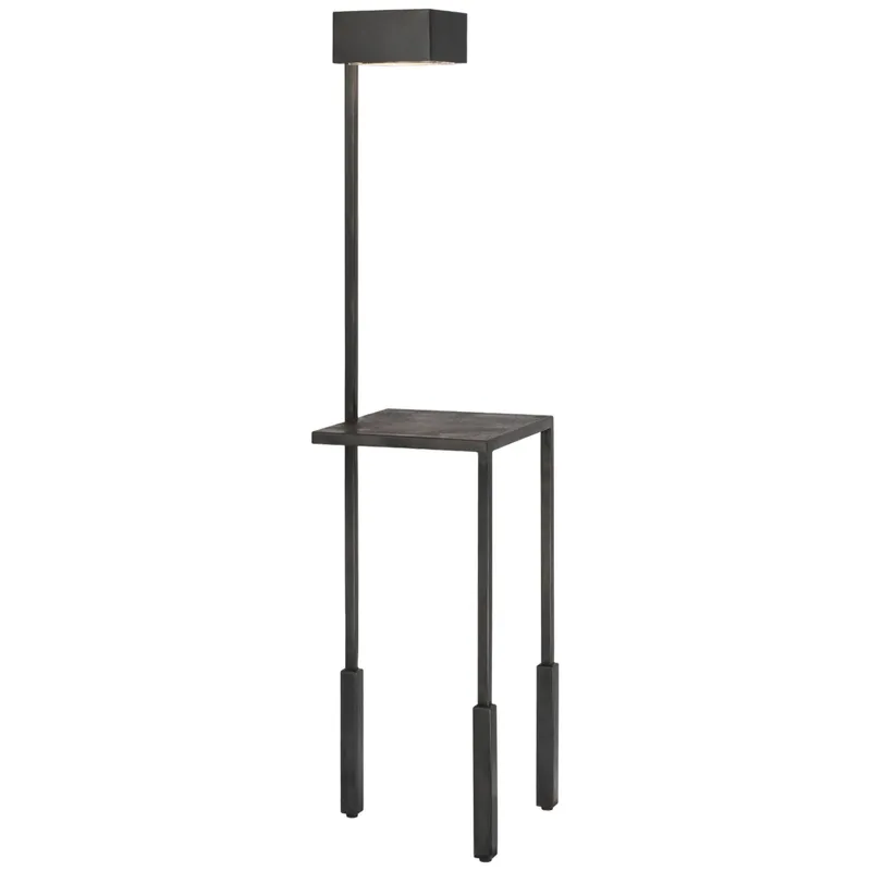 Kelly Wearstler Nimes Tray Table Floor Lamp in Bronze W13.5" x H54"