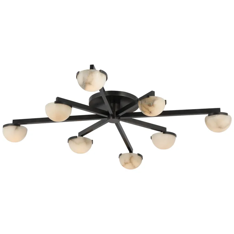 Kelly Wearstler Pedra Large Staggered Arm Flush Mount in Bronze with Alabaster Ceiling Light W36" x H6"