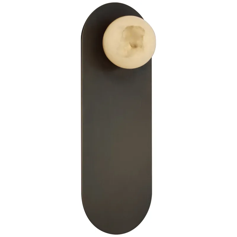 Kelly Wearstler Pertica 9" Sconce in Mirrored Bronze with Alabaster Wall Light W3.25" x H9"