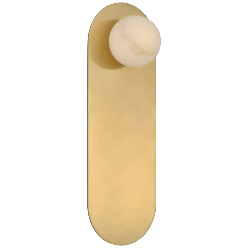 Kelly Wearstler Pertica 14" Sconce in Mirrored Antique Brass with Alabaster Wall Light W4.75" x H14.25"