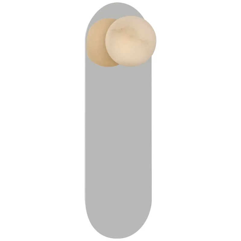 Kelly Wearstler Pertica 14" Sconce in Polished Nickel with Alabaster Wall Light W4.75" x H14.25"