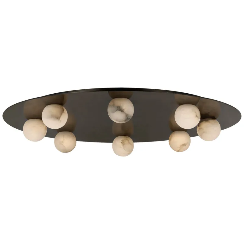 Kelly Wearstler Pertica 30" Eight Light Flush Mount in Mirrored Bronze with Alabaster Ceiling Light W30" x H3.75"