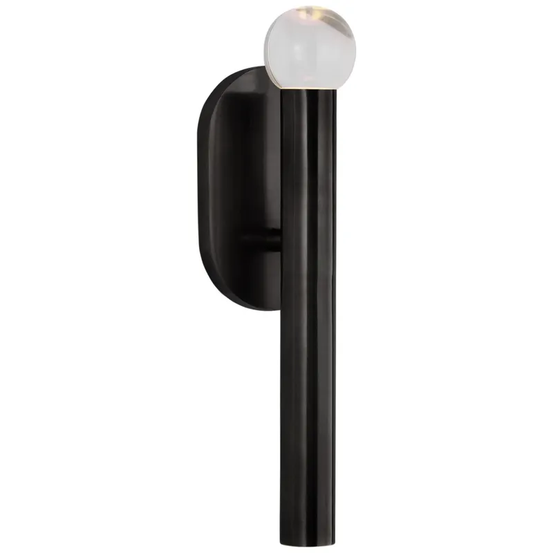 Kelly Wearstler Rousseau Small Bath Sconce in Bronze with Clear Glass Orb Wall Light W3" x H10.75"