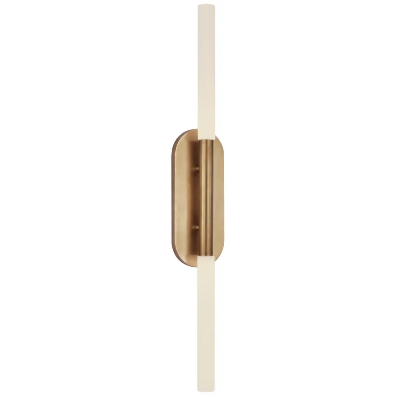Kelly Wearstler Rousseau Large Vanity Sconce in Antique-Burnished Brass with Etched Crystal Wall Light W4.25" x H30"