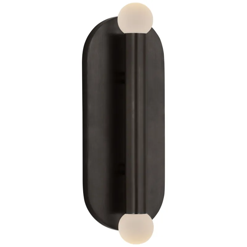 Kelly Wearstler Rousseau Large Vanity Sconce in Bronze with Etched Crystal Orb Wall Light W4.25" x H12.25"