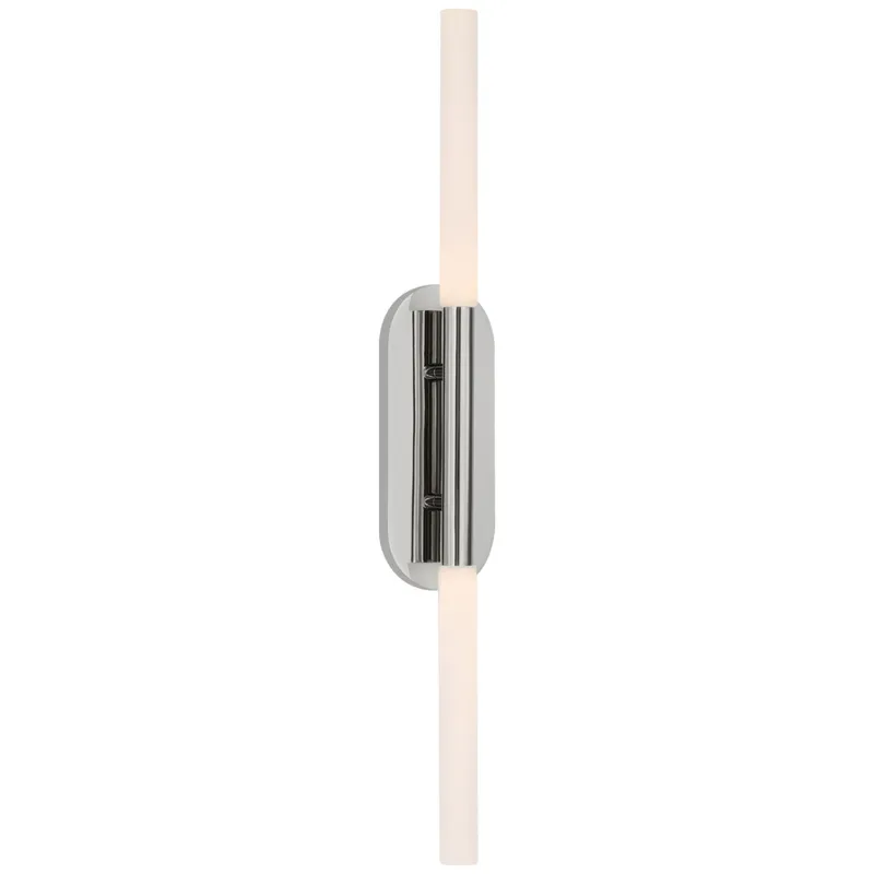 Kelly Wearstler Rousseau Large Vanity Sconce in Polished Nickel with Etched Crystal Wall Light W4.25" x H30"