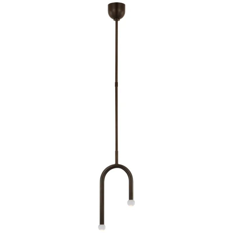 Kelly Wearstler Rousseau Small Asymmetric Pendant in Bronze with Clear Glass Orb Ceiling Light W8.75"