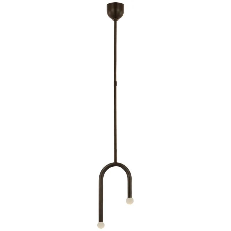 Kelly Wearstler Rousseau Small Asymmetric Pendant in Bronze with Etched Crystal Orb Ceiling Light W8.75"