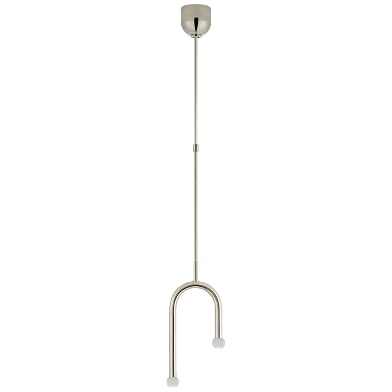 Kelly Wearstler Rousseau Small Asymmetric Pendant in Polished Nickel with Clear Glass Orb Ceiling Light W8.75"