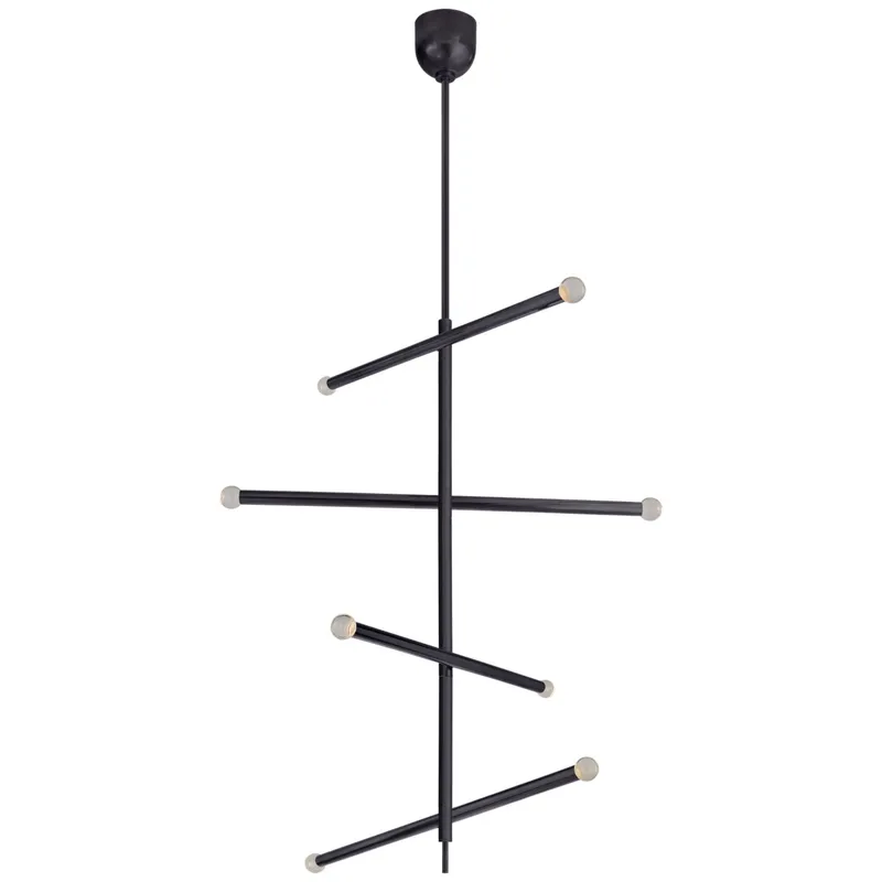 Kelly Wearstler Rousseau Large Articulating Chandelier in Bronze with Clear Glass Orb Ceiling Light W3" - 36.25"