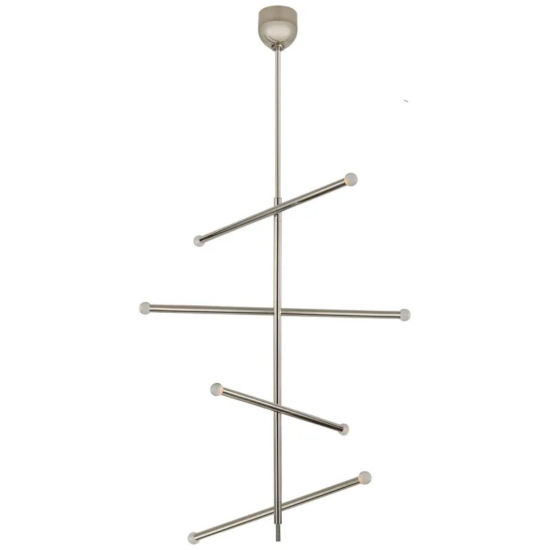 Kelly Wearstler Rousseau Large Articulating Chandelier in Polished Nickel with Clear Glass Orb Ceiling Light W3" - 36.25"