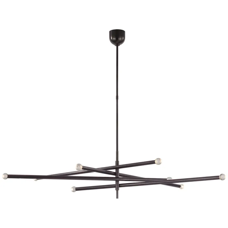 Kelly Wearstler Rousseau Oversized Eight Light Articulating Chandelier in Bronze with Clear Glass Orb Ceiling Light W68.25"