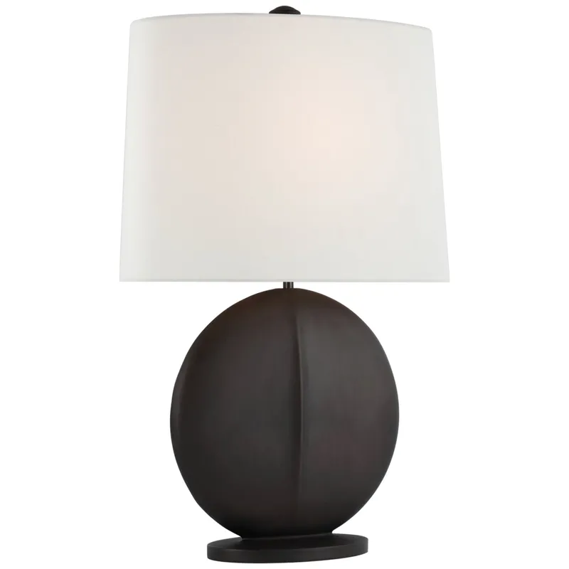 AERIN Mariza Medium Table Lamp in Carbon Black with Linen Shade W16.5" x H25.25"