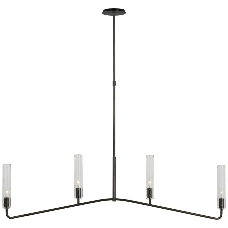 AERIN Casoria Large Linear Chandelier in Bronze with Clear Glass Ceiling Light W50"