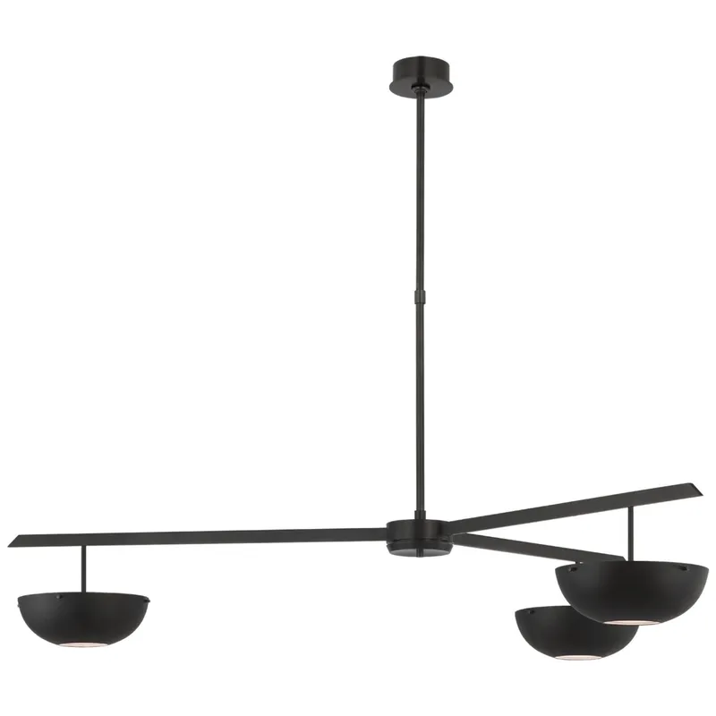 AERIN Valencia Extra Large Three Light Chandelier in Bronze with Matte Black Ceiling Light W54"