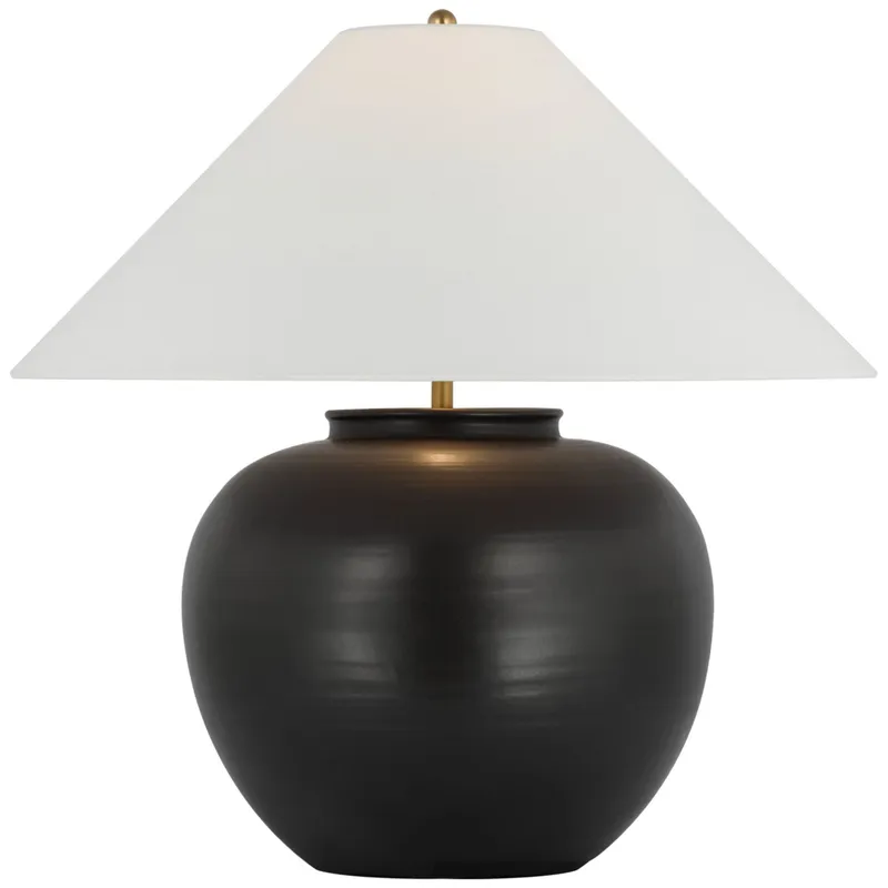 Amber Lewis Casey Medium Table Lamp in Matte Black with Linen Shade W24" x H24.5"