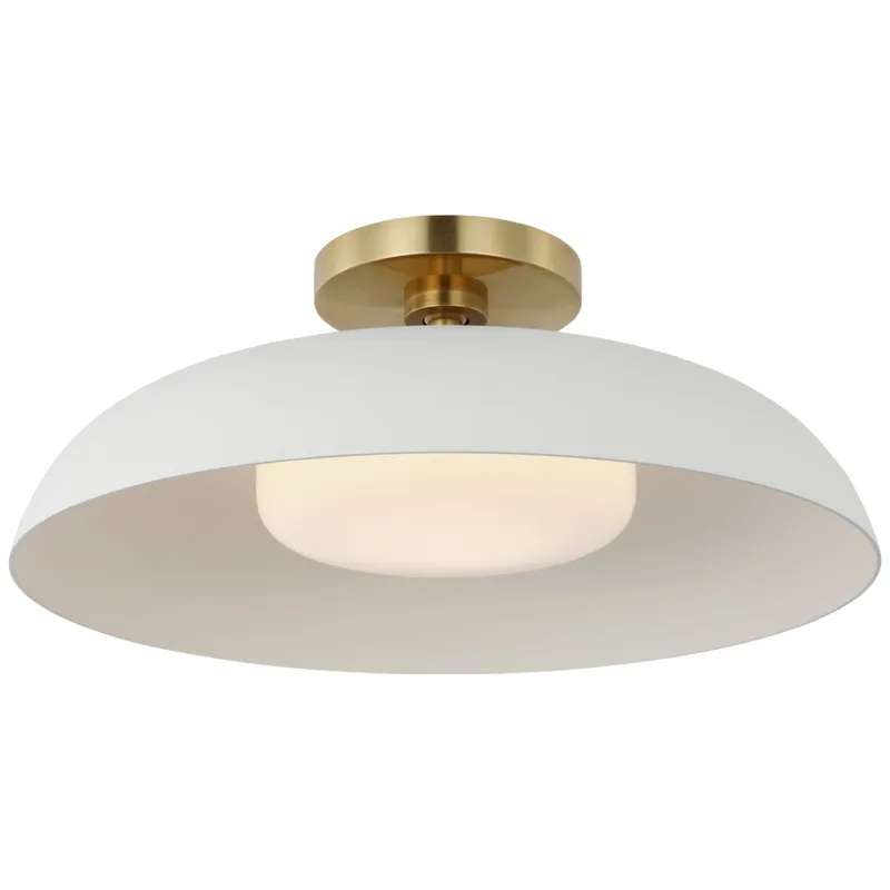 Amber Lewis Cyrus 16" Flush Mount in Hand-Rubbed Antique Brass and White with White Glass Ceiling Light W15.5" x H6"