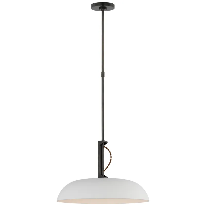 Amber Lewis Cyrus 19" Pendant in Bronze and White with White Glass Ceiling Light W18.5"