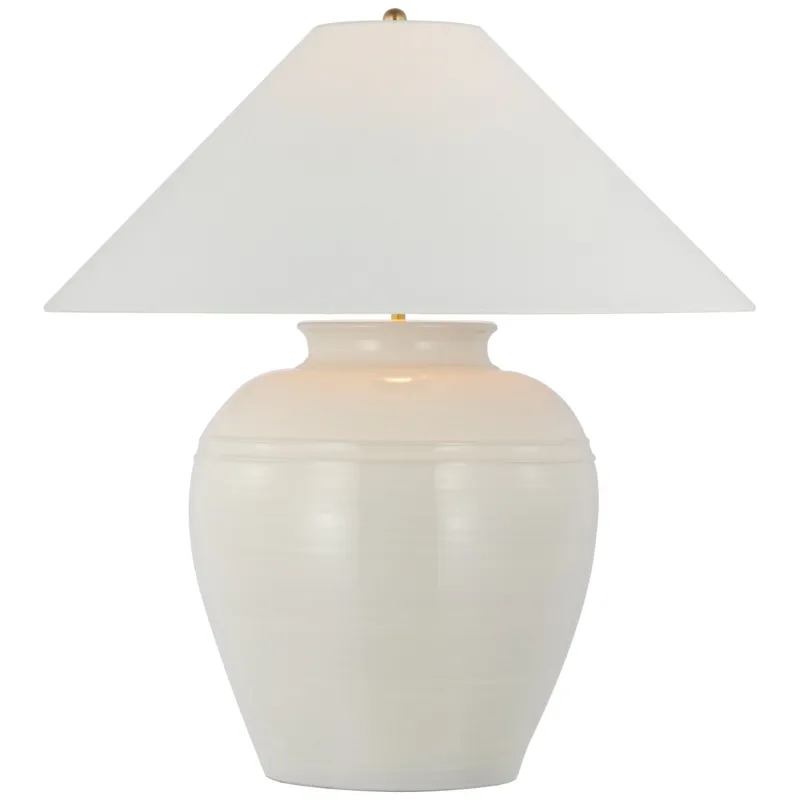 Amber Lewis Prado Medium Table Lamp in Ivory with Linen Shade W24.5" x H26.5"