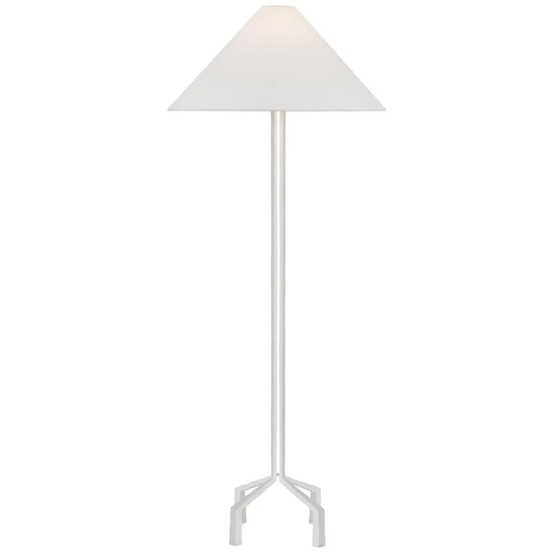 Marie Flanigan Clifford Large Forged Floor Lamp in Plaster White with Linen Shade W25.25" x H62.25"
