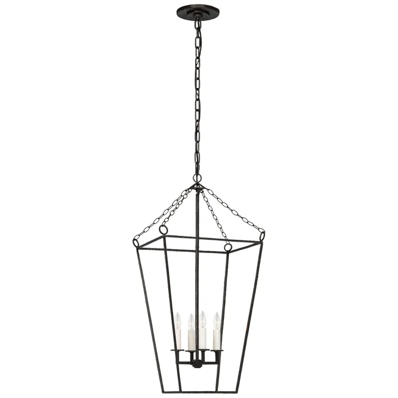 Marie Flanigan Malloy 14" Open Frame Forged Lantern in Aged Iron Ceiling Light W14" x H29.75"