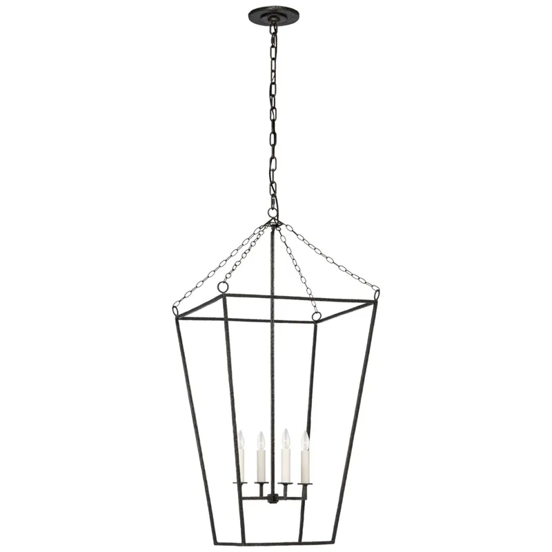 Marie Flanigan Malloy 18" Open Frame Forged Lantern in Aged Iron Ceiling Light W18.5" x H38.25"