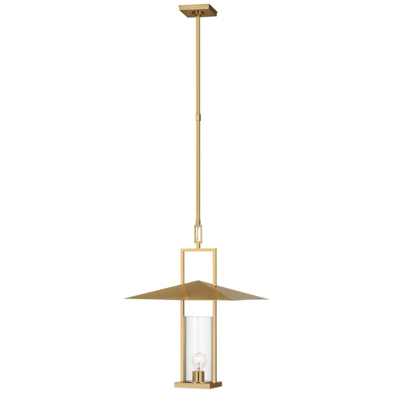 Ray Booth Amity 18" Lantern in Antique Brass with Clear Glass Ceiling Light W18"
