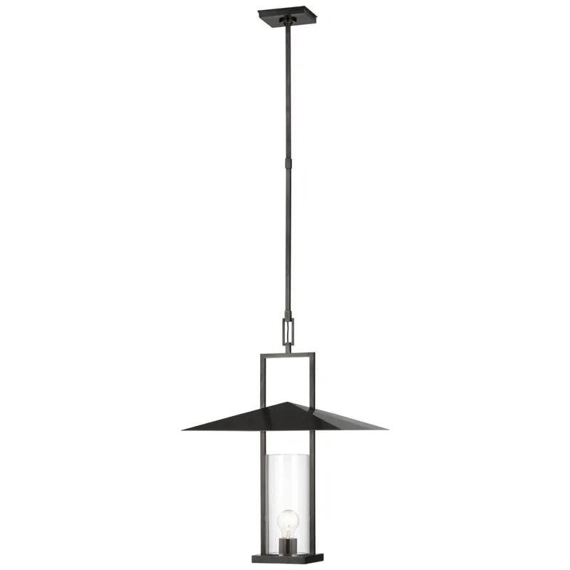 Ray Booth Amity 18" Lantern in Bronze and Brass with Clear Glass Ceiling Light W18"