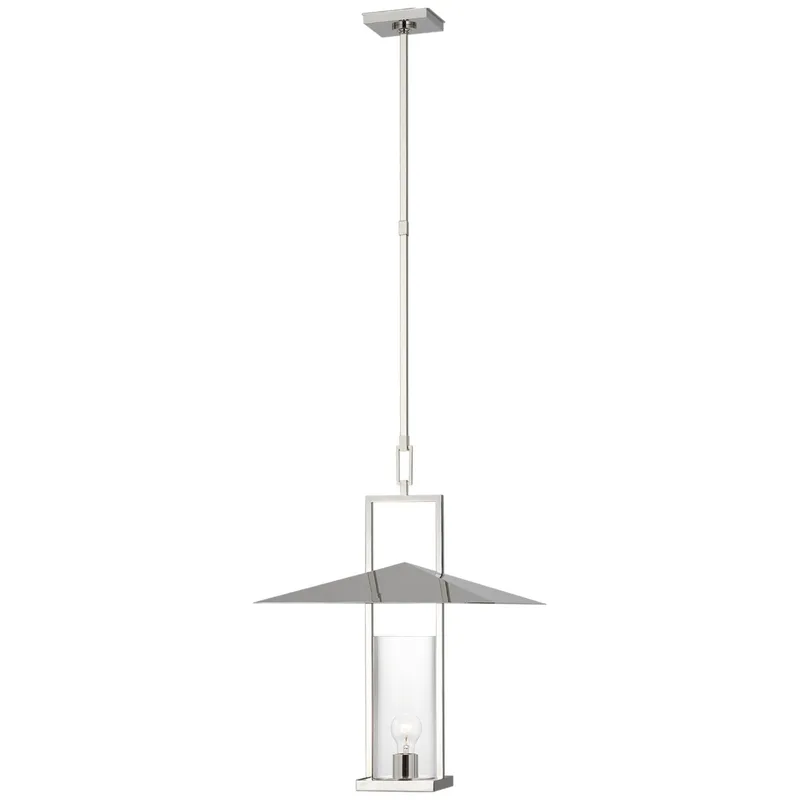 Ray Booth Amity 18" Lantern in Polished Nickel with Clear Glass Ceiling Light W18"