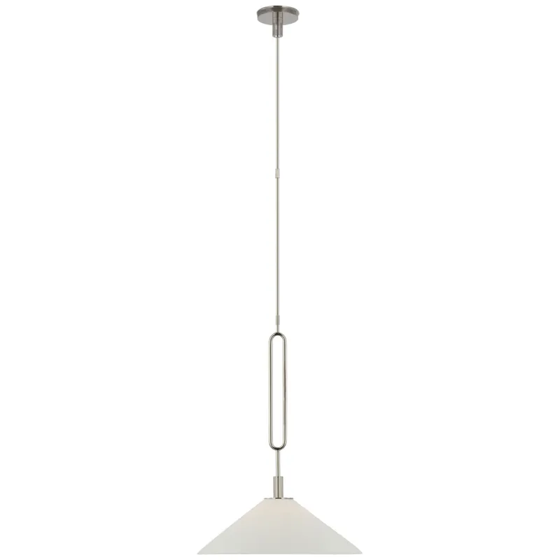Ray Booth Argo 19" Pendant in Polished Nickel with Bisque Shade Ceiling Light W19"