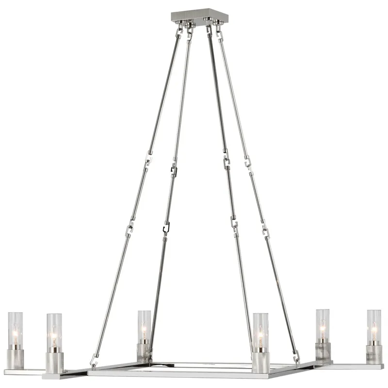 Ray Booth Beza Extra Large Chandelier in Polished Nickel with Clear Glass Ceiling Light W42"