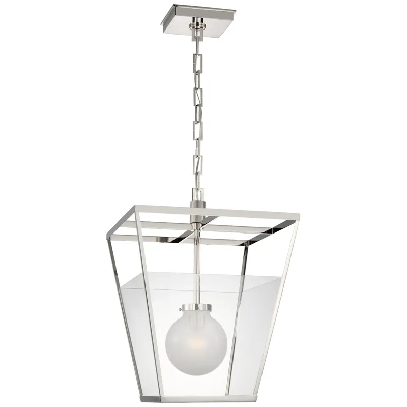 Ray Booth Illume 18" Lantern in Polished Nickel with Clear Glass Ceiling Light W18" x H24"