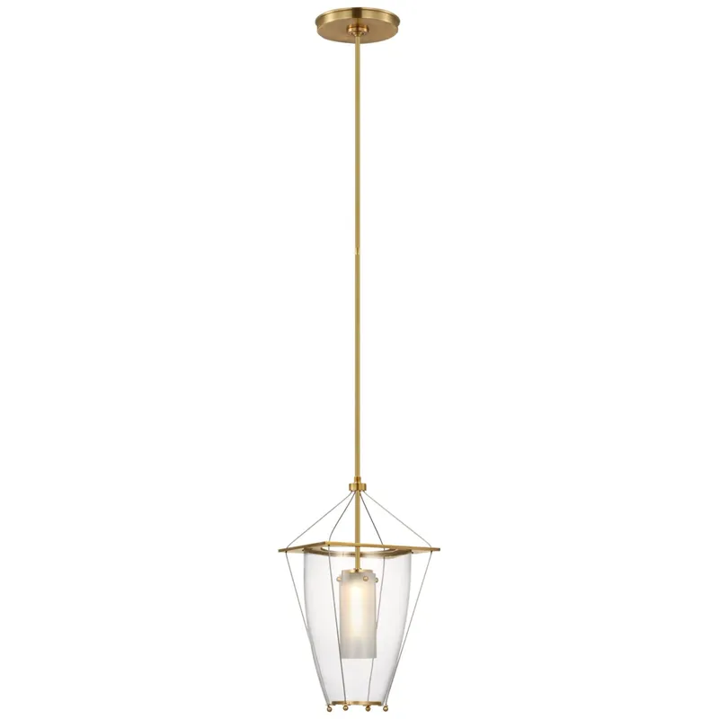 Ray Booth Ovalle 9" Lantern in Antique Brass with Clear Glass Ceiling Light W8.75"