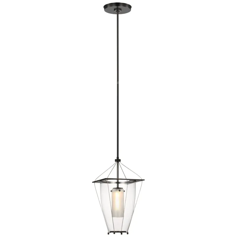 Ray Booth Ovalle 9" Lantern in Bronze with Clear Glass Ceiling Light W8.75"