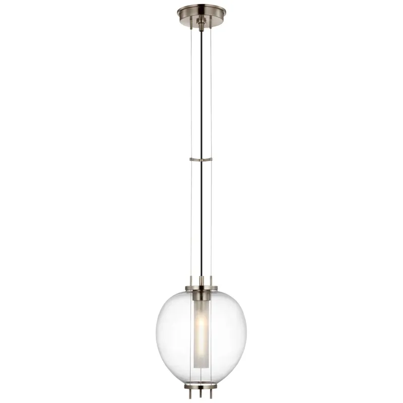Ray Booth Taro 9" Pendant in Antique Nickel with Clear Glass Ceiling Light W9"