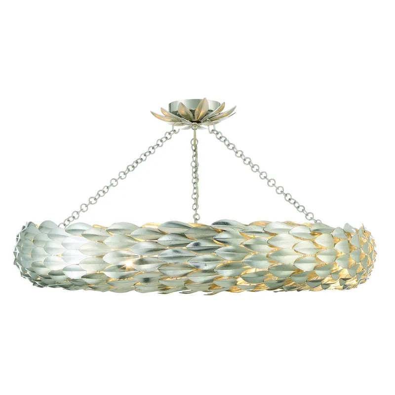 Broche 33.5'' Antique Silver Semi Flush Mount Silver 33.5"W x 5.75"H x 33.5"D