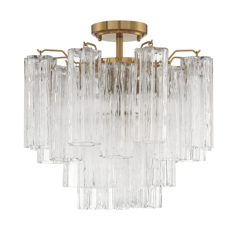 Addis 17.75'' Aged Brass Semi Flush Mount Clear 17.75"W x 16"H x 17.75"D