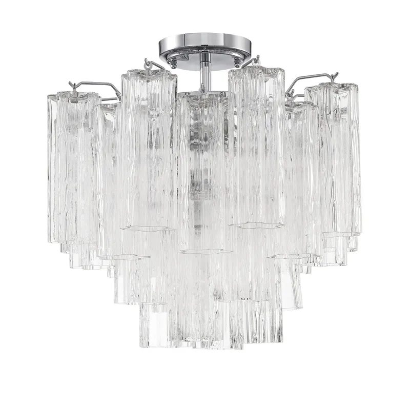 Addis 17.75'' Polished Chrome Semi Flush Mount Clear 17.75"W x 16"H x 17.75"D