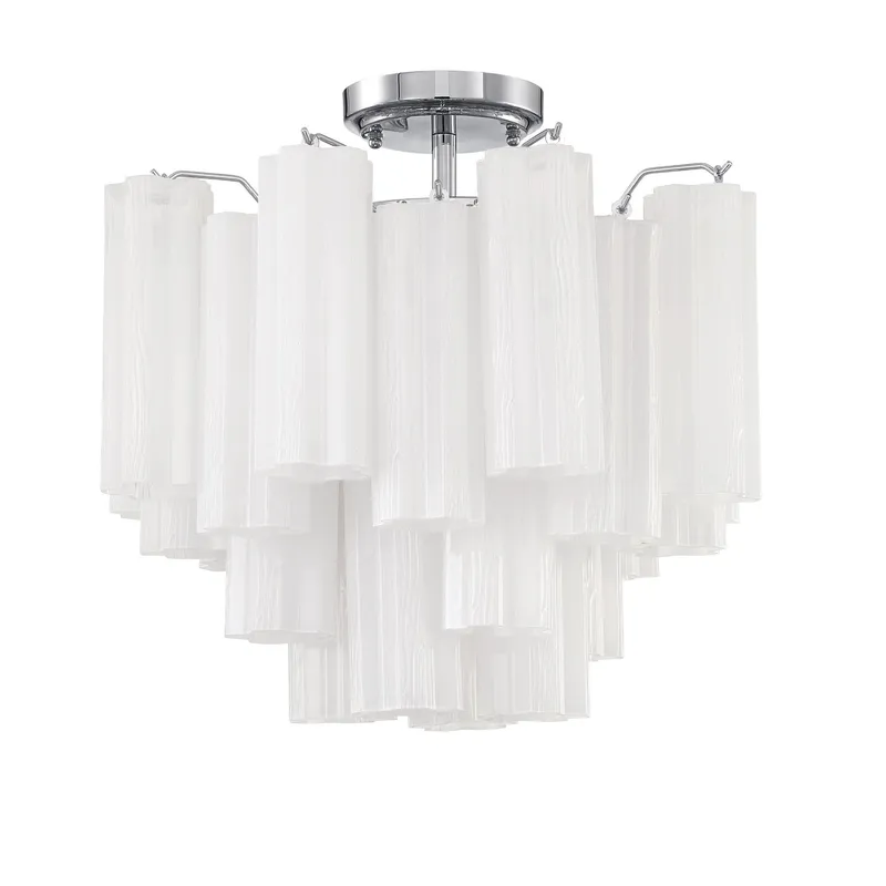 Addis 17.75'' Polished Chrome Semi Flush Mount White 17.75"W x 16"H x 17.75"D