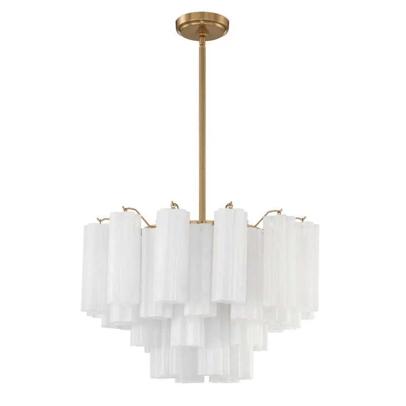 Addis 22'' Aged Brass Chandelier White 22"W x 14.25"H x 22"D
