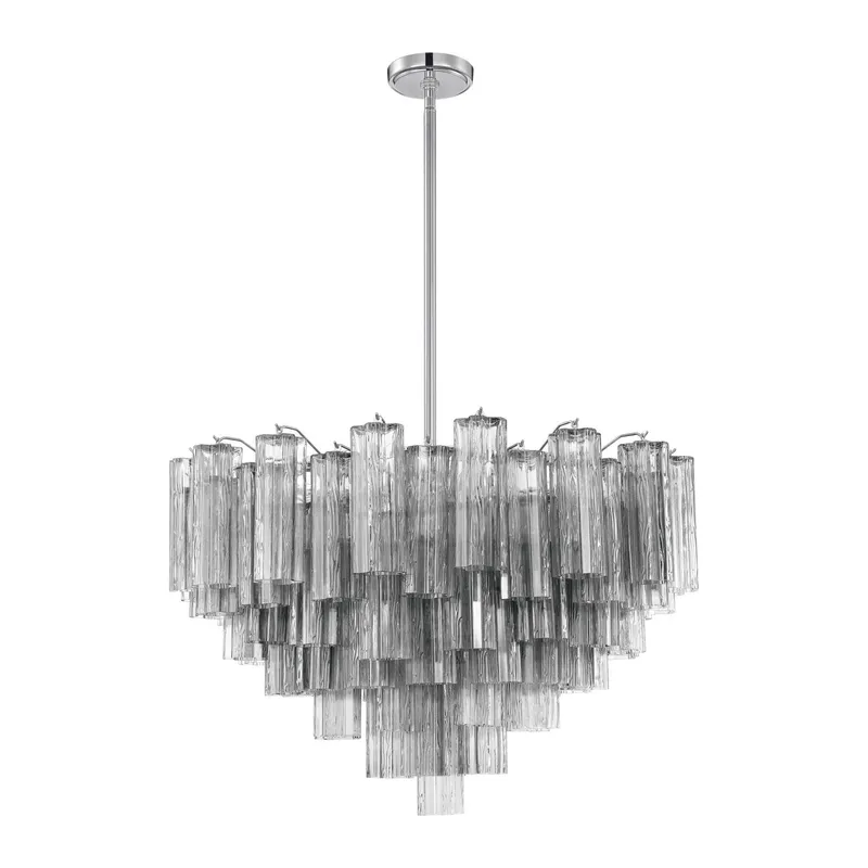 Addis 32'' Polished Chrome Chandelier Gray 32"W x 21.5"H x 32"D