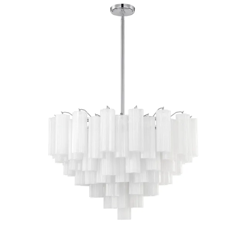 Addis 32'' Polished Chrome Chandelier White 32"W x 21.5"H x 32"D