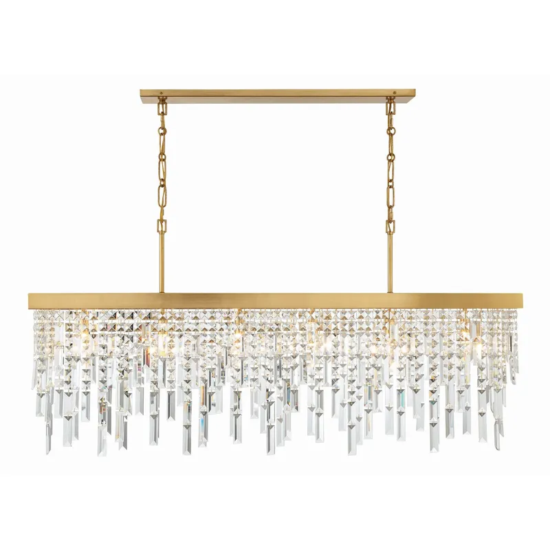 Winfield 49'' Antique Gold Linear Chandelier Gold 49"W x 24.5"H x 9"D