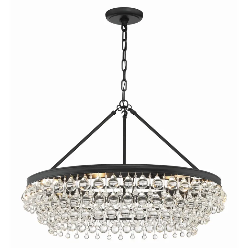 Calypso 30'' Crystal Teardrop Matte Black Chandelier Black 30"W x 20"H x 30"D