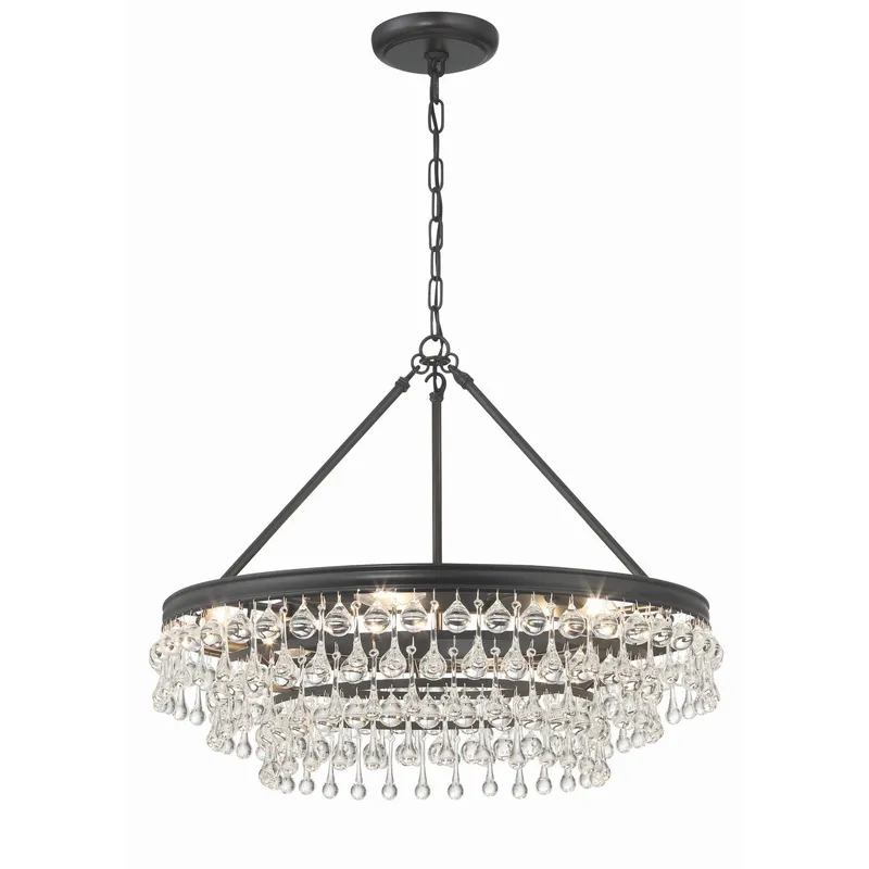 Calypso 25'' Crystal Teardrop Matte Black Chandelier Black 25"W x 19.75"H x 25"D