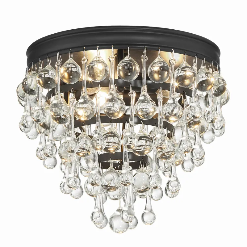 Calypso 10.5'' Crystal Teardrop Matte Black Flush Mount Black 10.5"W x 9.5"H x 10.5"D