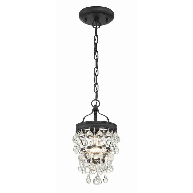 Calypso 7.25'' Crystal Teardrop Matte Black Chandelier Black 7.25"W x 13.75"H x 7.25"D