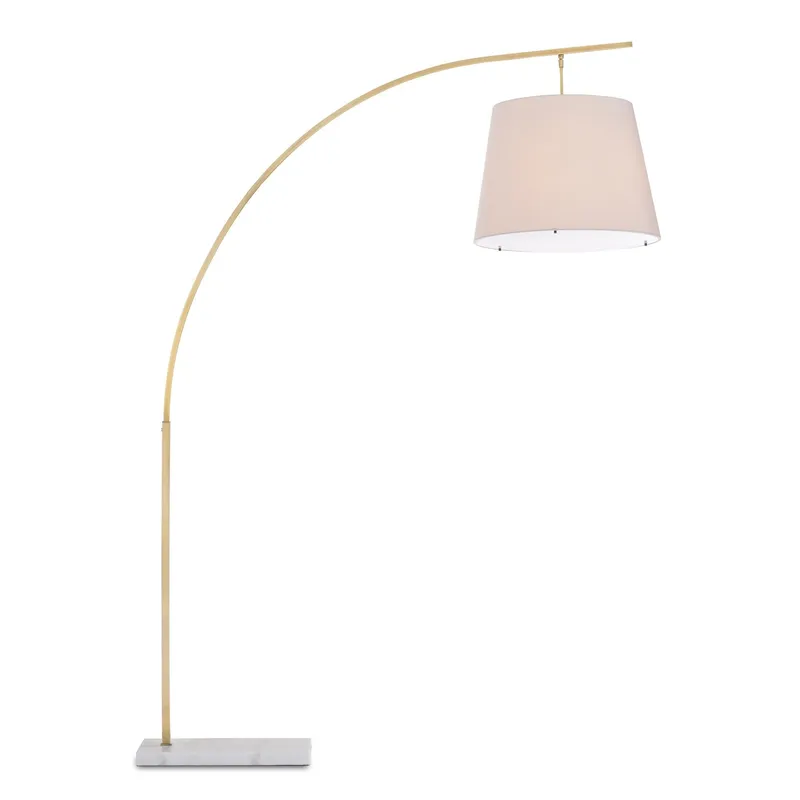 Cloister Large Brass Floor Lamp - Antique Brass/White